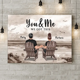 Art mural en toile personnalisé - Couple Beach Landscape Rétro vintage, Cadeau d’anniversaire pour couple